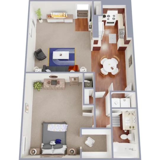 a floor plan of a two bedroom apartment at The Heritage Hill Apartments